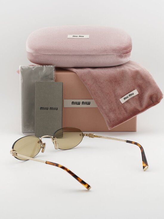 Miu Miu MUA54S ZVN10R Oval Rimless Sunglasses – Gold / Yellow main image 10